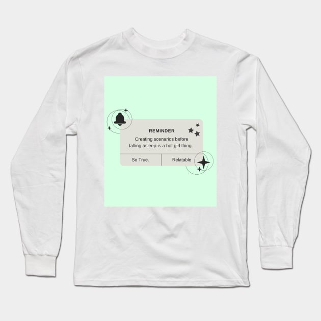 Creating Scenarios Before Falling Asleep Print Long Sleeve T-Shirt by madiwestdal